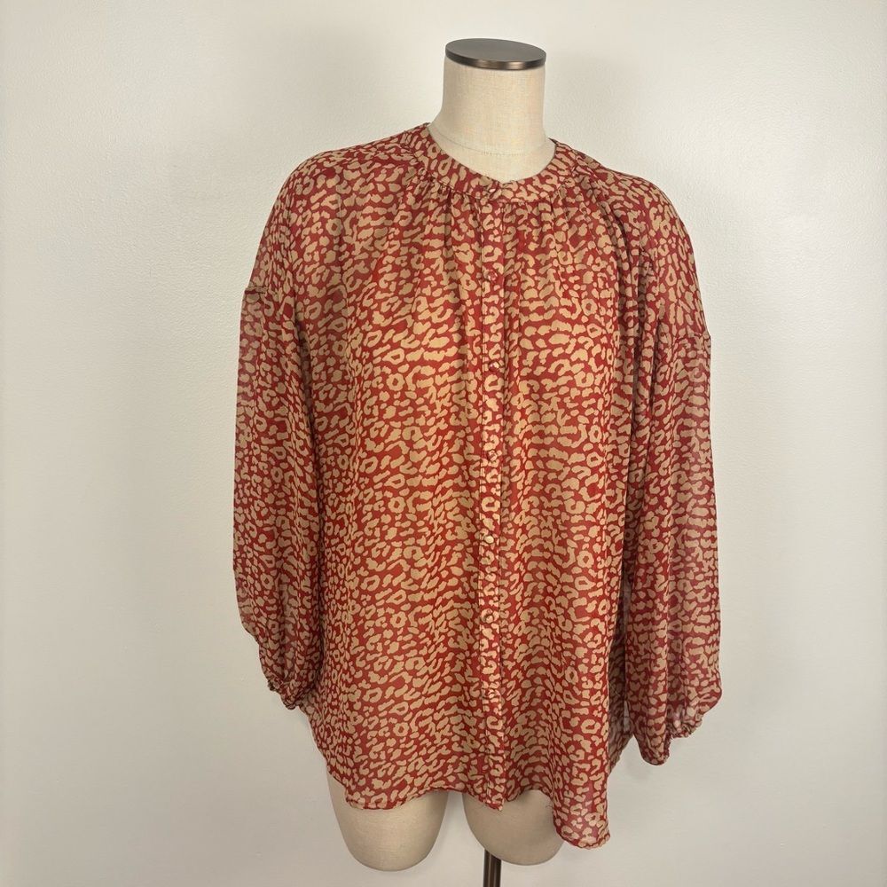 Hayden Los Angeles Size large Women's Blouse Sheer Animal Print Top - Picture 1 of 9